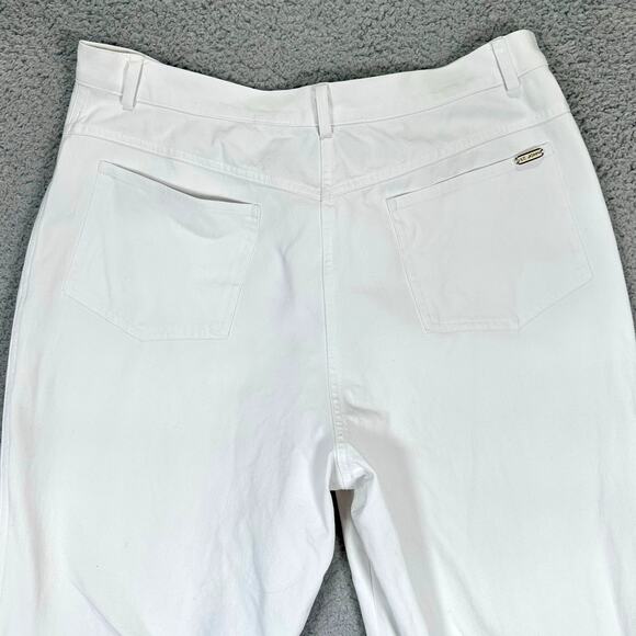 St. John Sport Pants Women's 12 White Gold Jeans Pockets Quiet Luxury Preppy Mom - Picture 6 of 9
